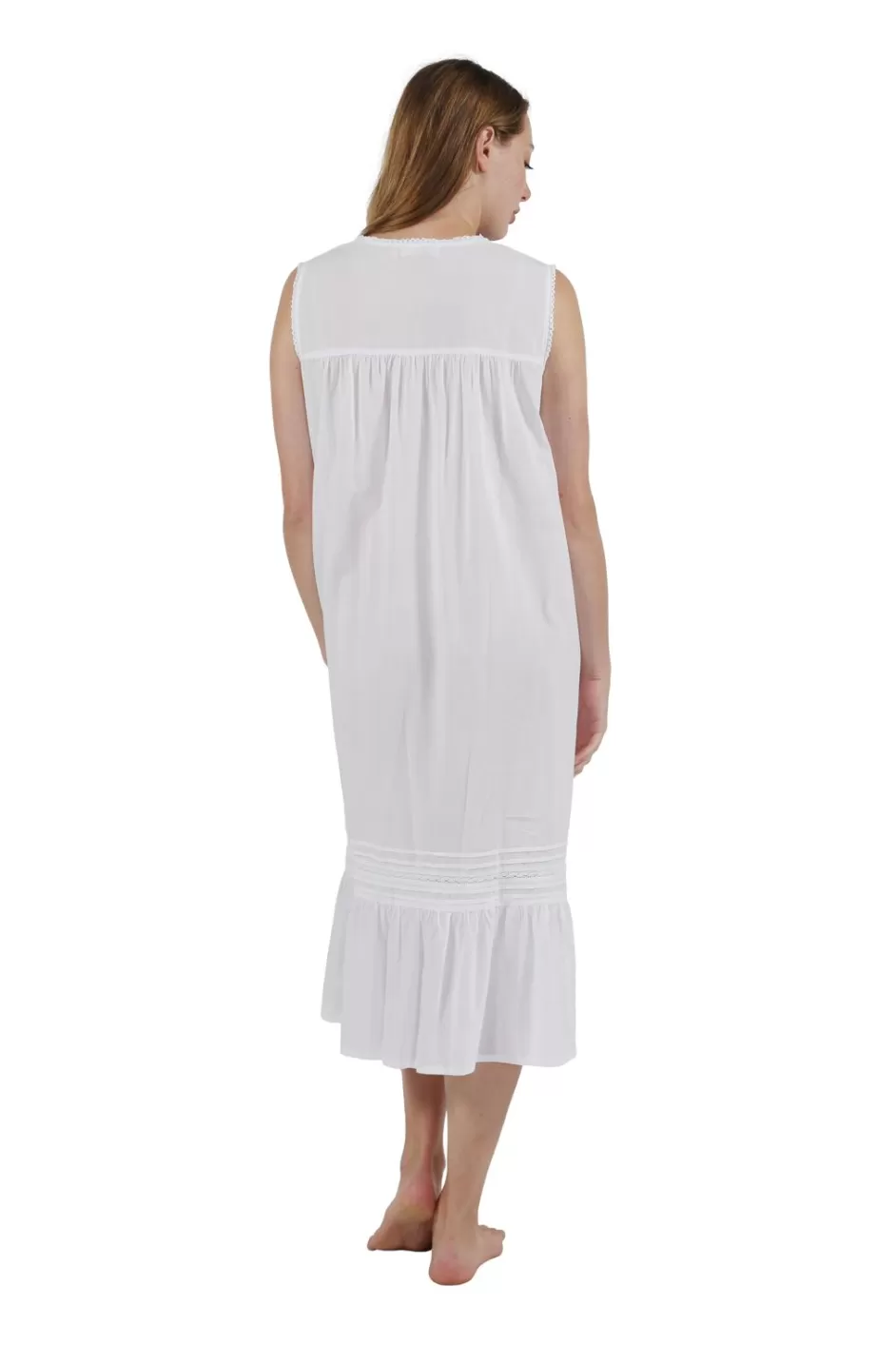 Clearance 100% Cotton Embroidered Scoop Neck Gown Gowns