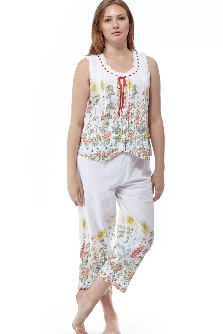 Cheap 100% Cotton Sunflower Garden Pjs Pajamas