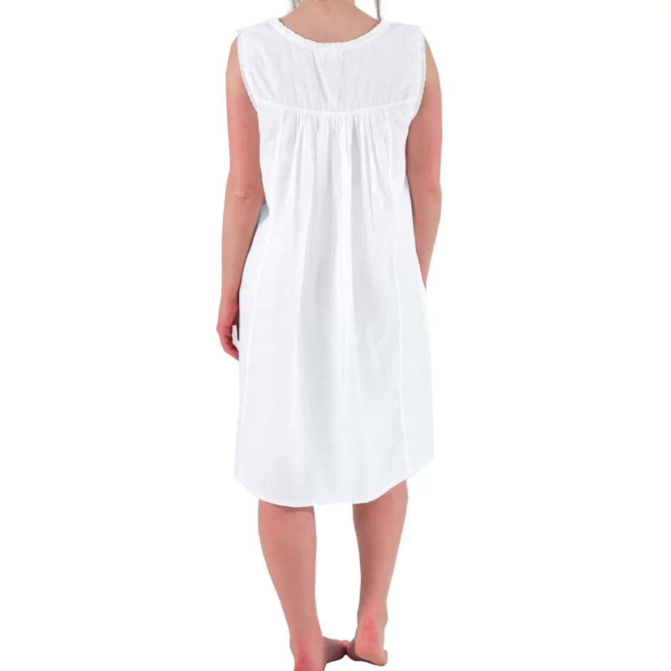 Flash Sale 100% Cotton White Embroidered Chemise Gowns