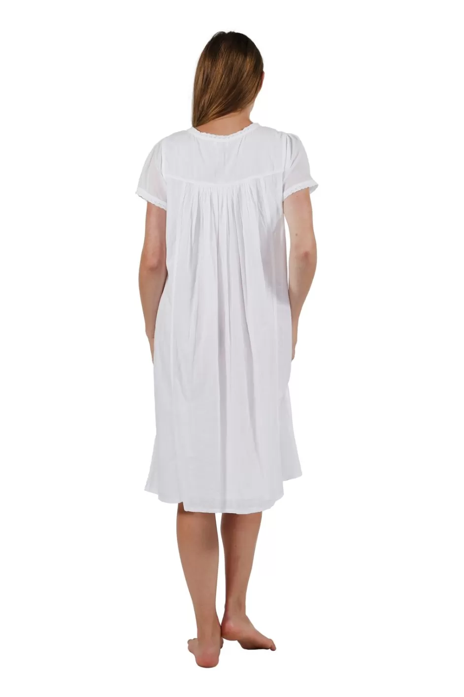 Best Sale Cap Sleeve 100% Cotton White Embroidered Chemise Chemises