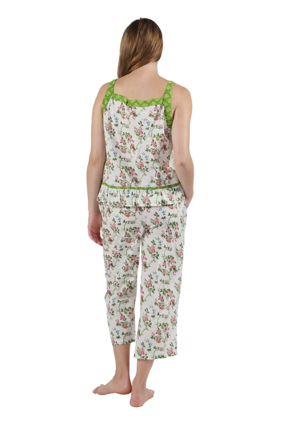 Cheap Climbing Roses Sleeveless Cotton Pj Pajamas