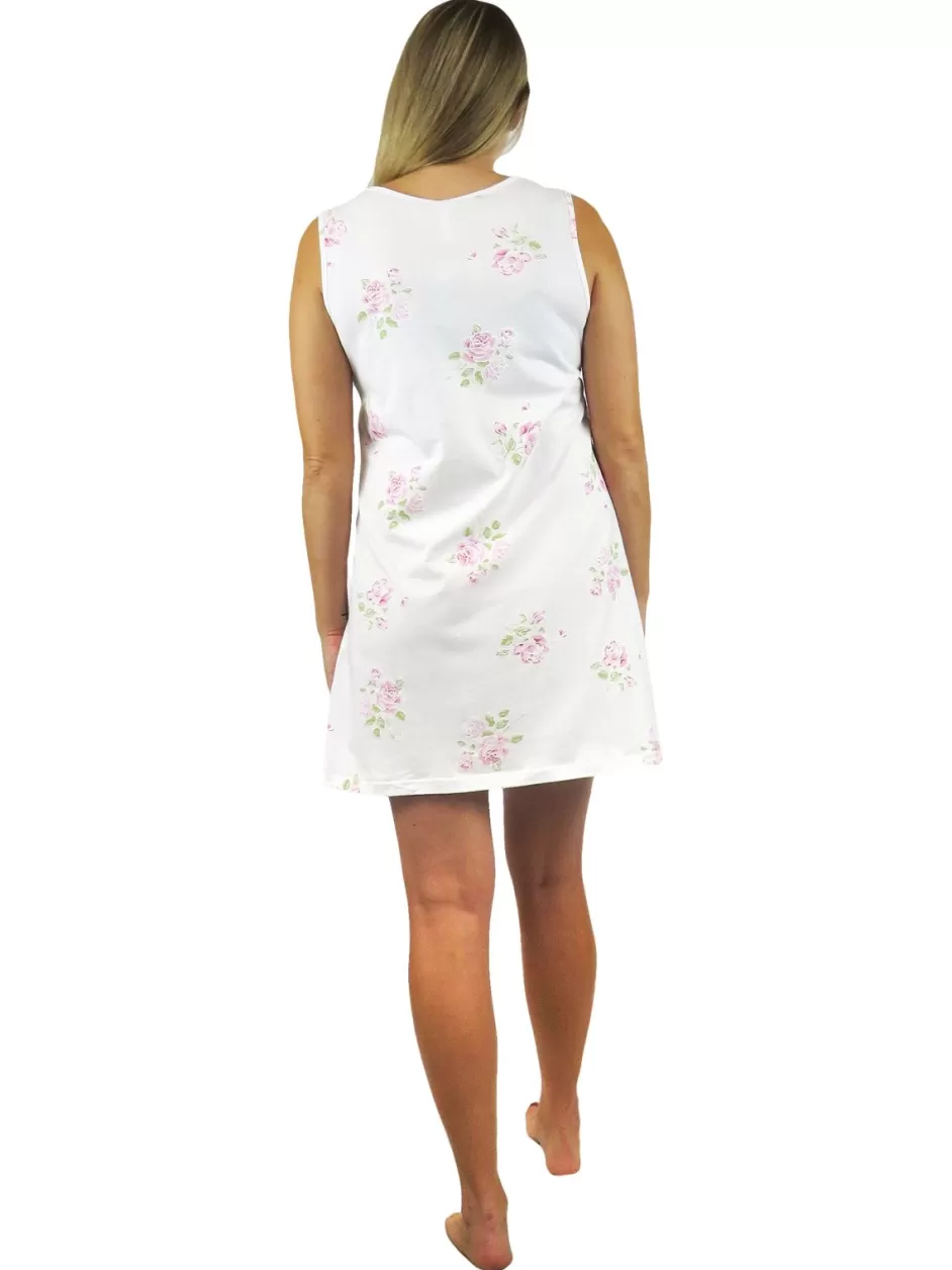 Clearance Floral Printed Cotton Knit Chemise Chemises