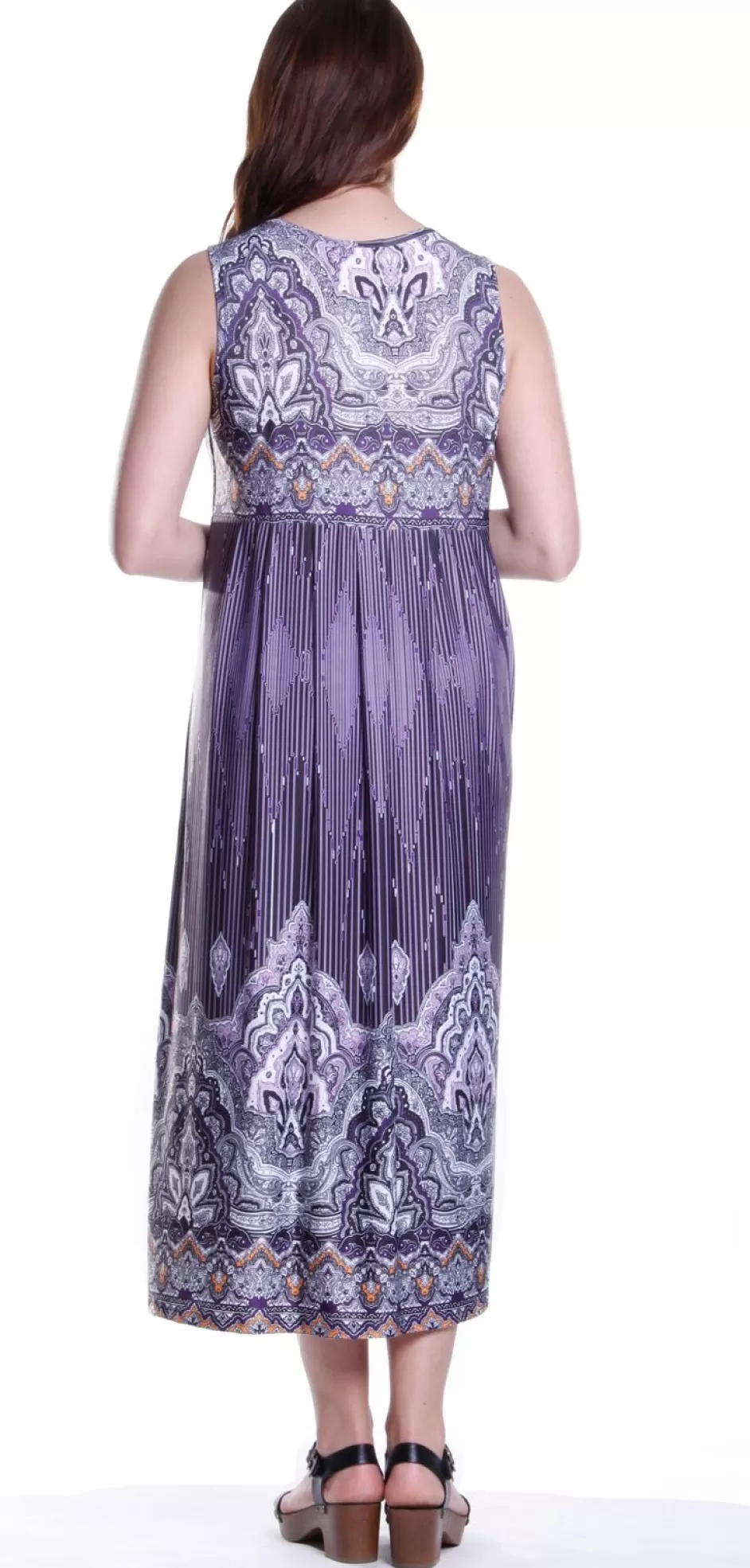 Flash Sale La Cera Border Print Sleeveless Printed Maxi Dress Knit Dresses