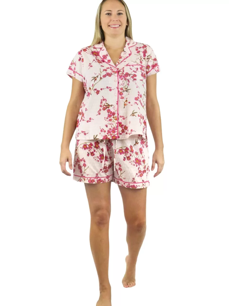 Best La Cera Cherry Blossom Boxer Pajama Set Pajamas