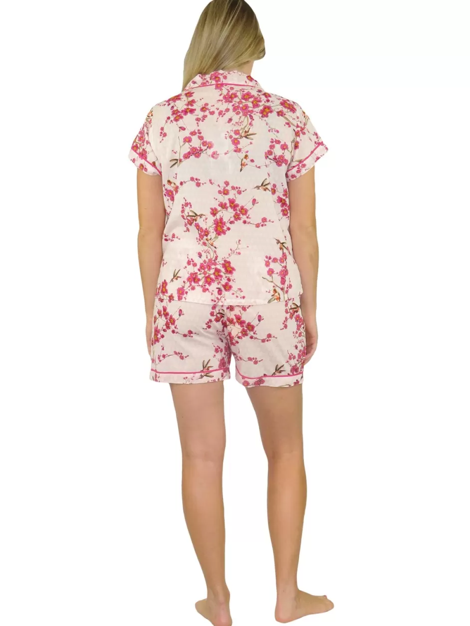 Best La Cera Cherry Blossom Boxer Pajama Set Pajamas