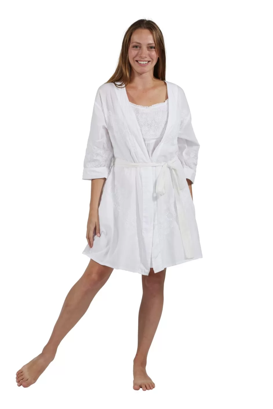Best La Cera Embroidered Short Robe Robes