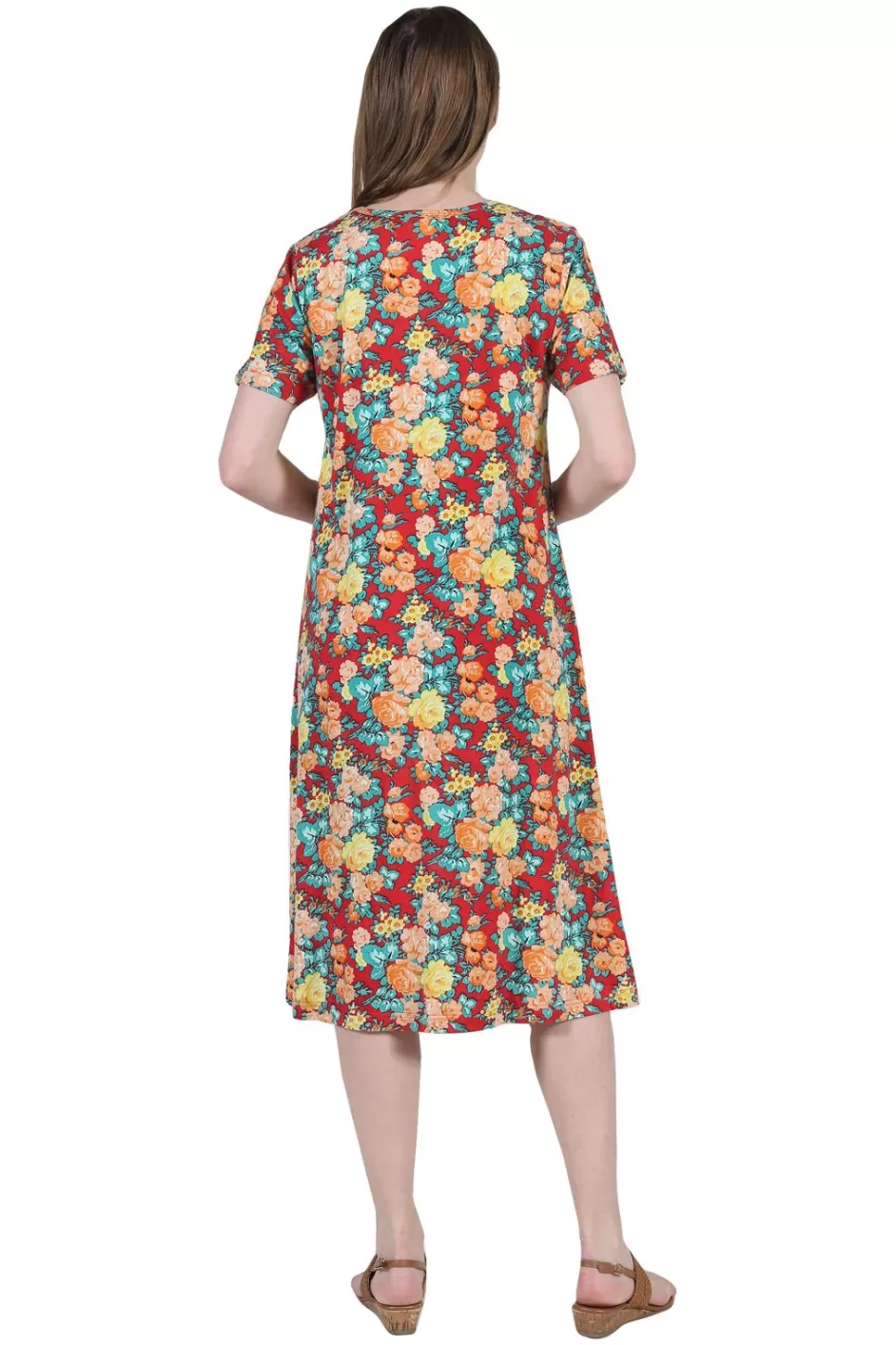 Discount La Cera Floral Printed A-Line Dress Knit Dresses