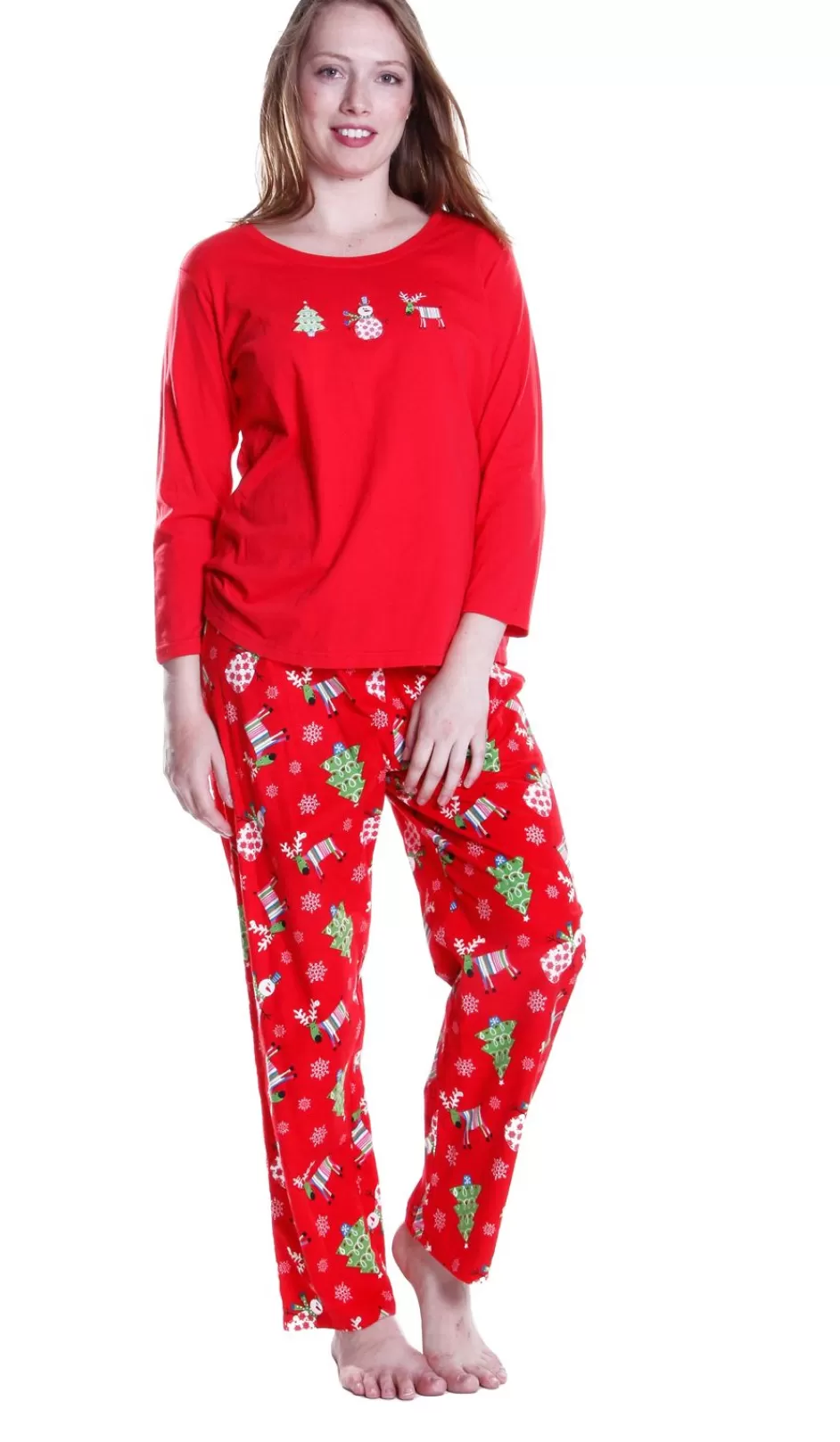 Online La Cera Holiday Pattern Flannel Pajama Set Pajamas