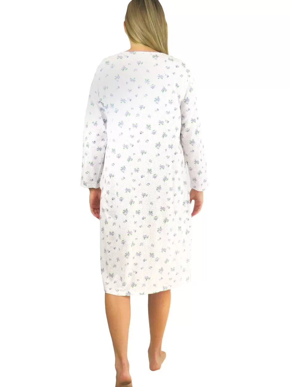 Best La Cera Lilac Floral Print Cotton Knit Gown Gowns