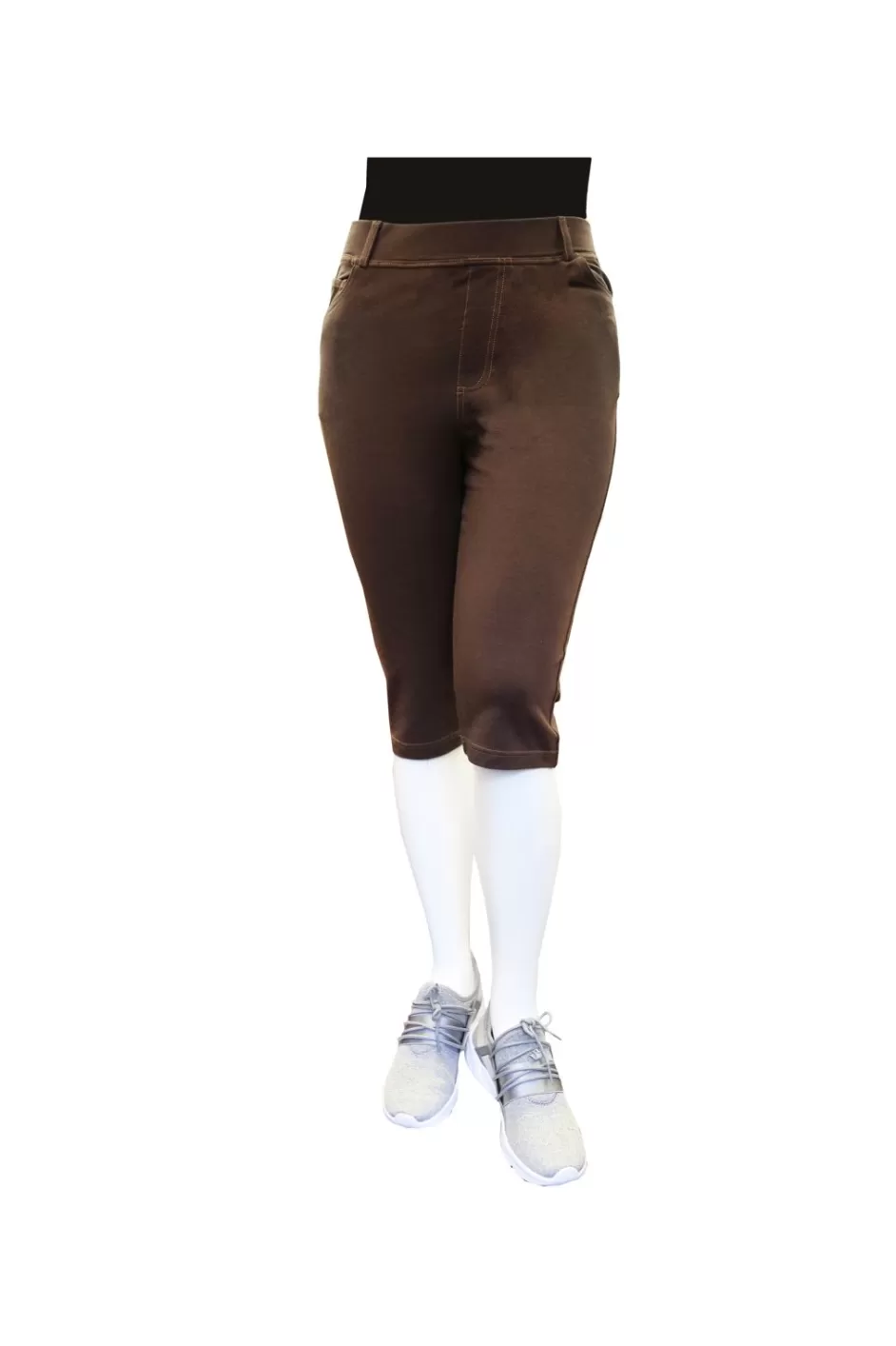 Sale La Cera Plus Size Stretch Knit Capri Plus Bottoms