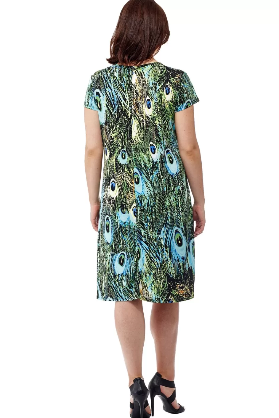 Fashion La Cera Print Short Sleeve Dress Knit Dresses
