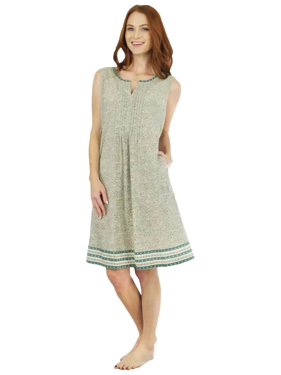 Best La Cera Sleeveless Floral Print Chemise Chemises