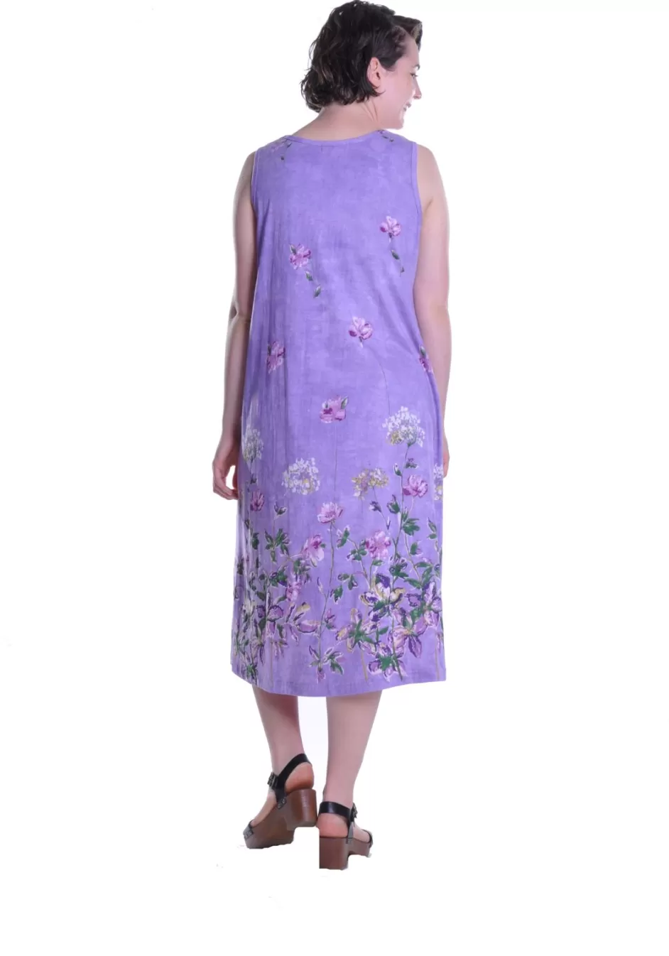 Flash Sale La Cera Sleeveless Printed A-Line Cotton Jersey Knit Dress Knit Dresses