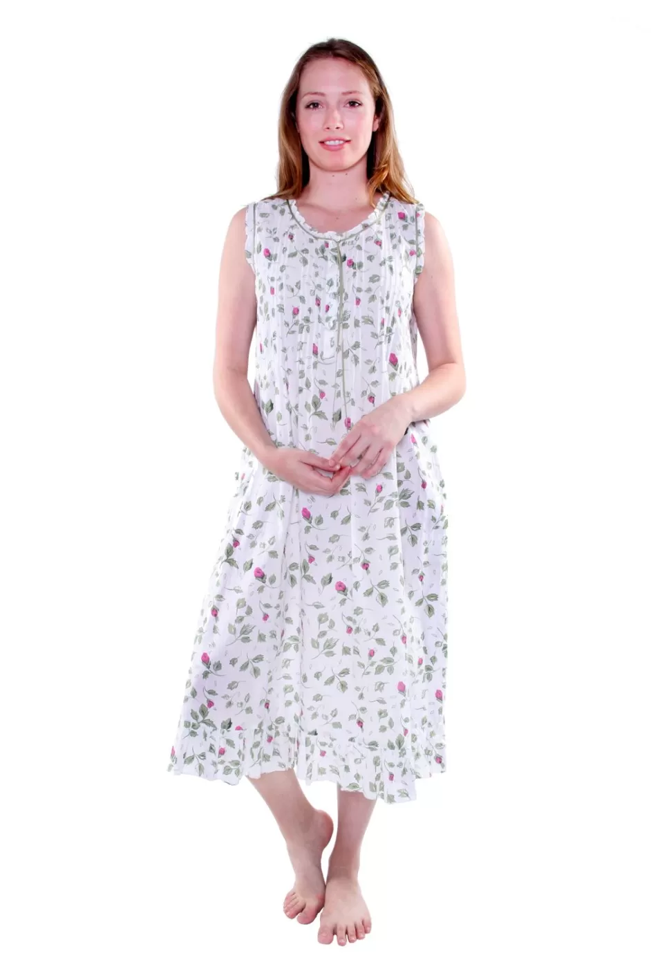 Best La Cera Sleeveless Rose Vine 100% Cotton Gown Gowns
