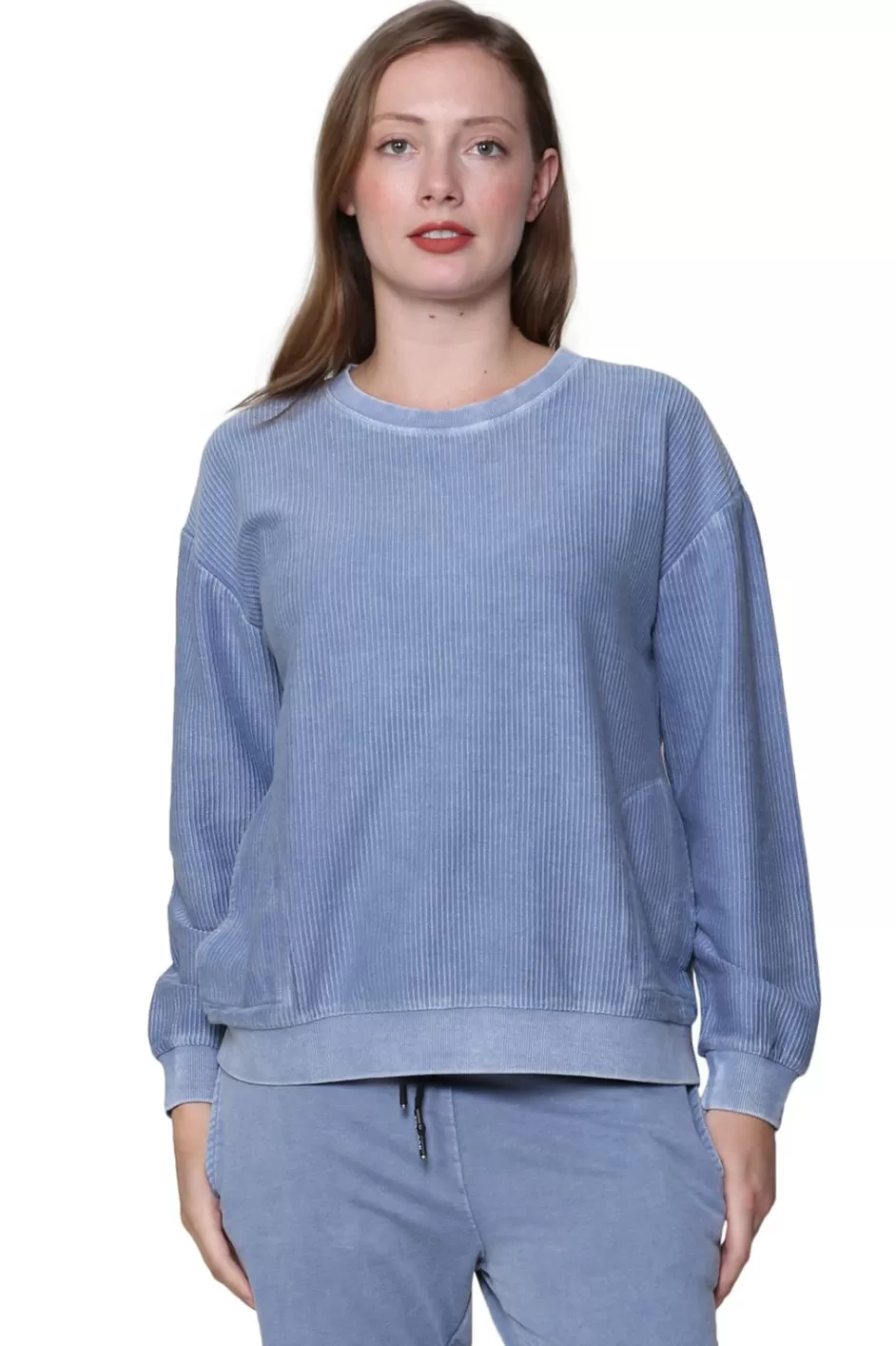 Cheap Ottoman Rib Knit Long Sleeve Top Tops