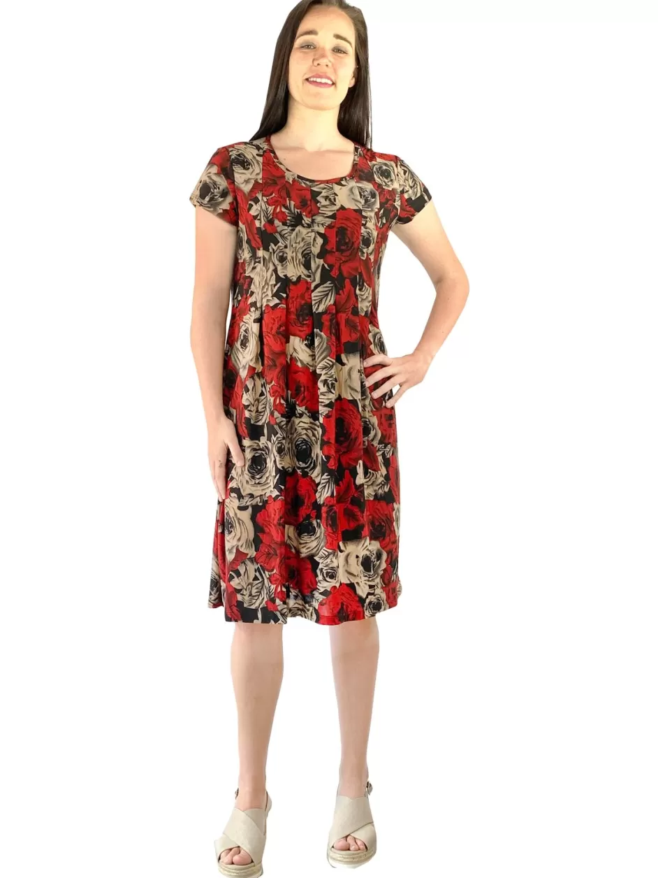 Flash Sale Pleat Front Midnight Roses Dress Knit Dresses