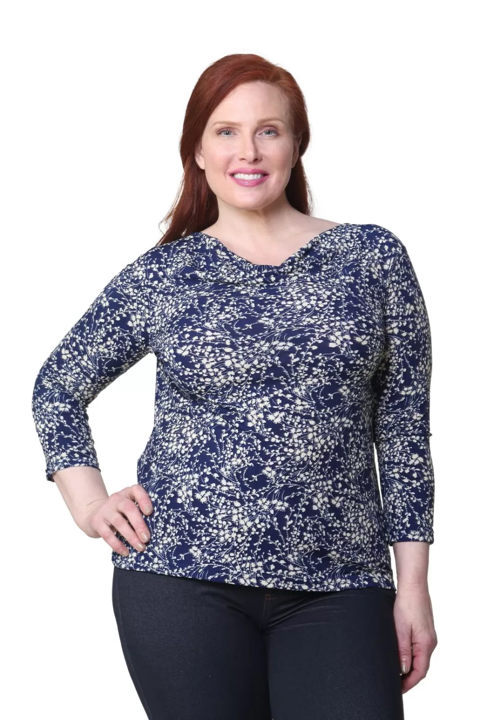 Cheap Plus Size La Cera Lucerne Floral Cowl Neck Top Plus Tops