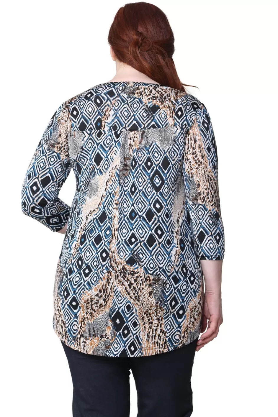 Cheap Plus Size La Cera Malabar Batik Print Tunic Plus Tops