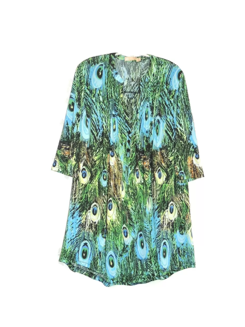 Cheap Plus Size La Cera Pleat Front Printed Tunic Plus Tops