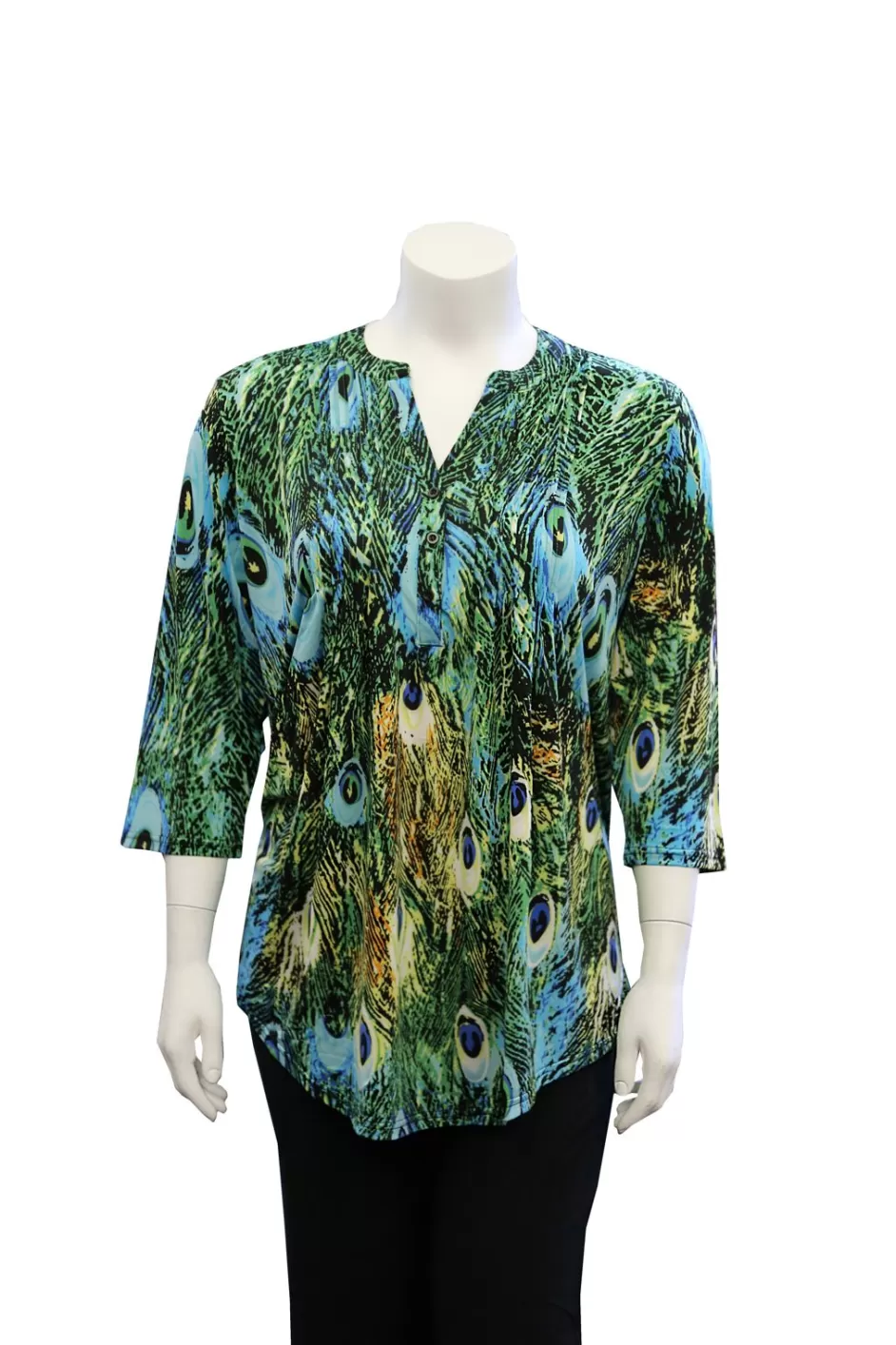 Cheap Plus Size La Cera Pleat Front Printed Tunic Plus Tops