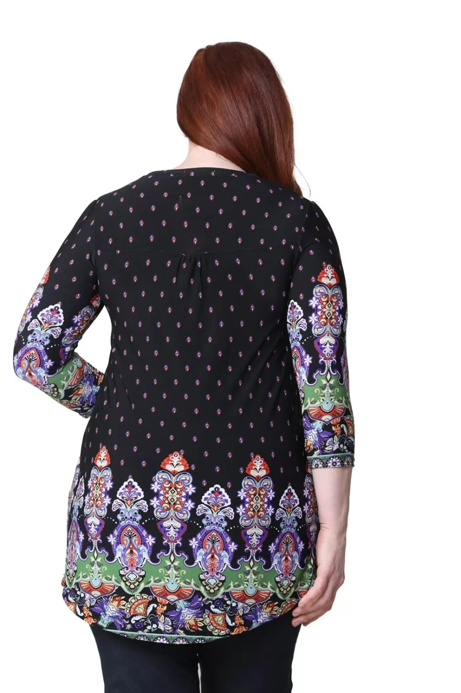 Best Sale Plus Size La Cera Renaissance Paisley Print Tunic Plus Tops