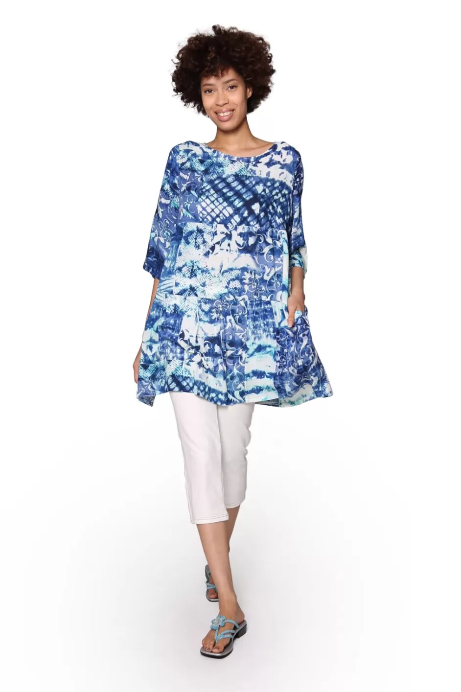 Best Sale Tiered Batik Print Swing Top - Plus Size Plus Tops