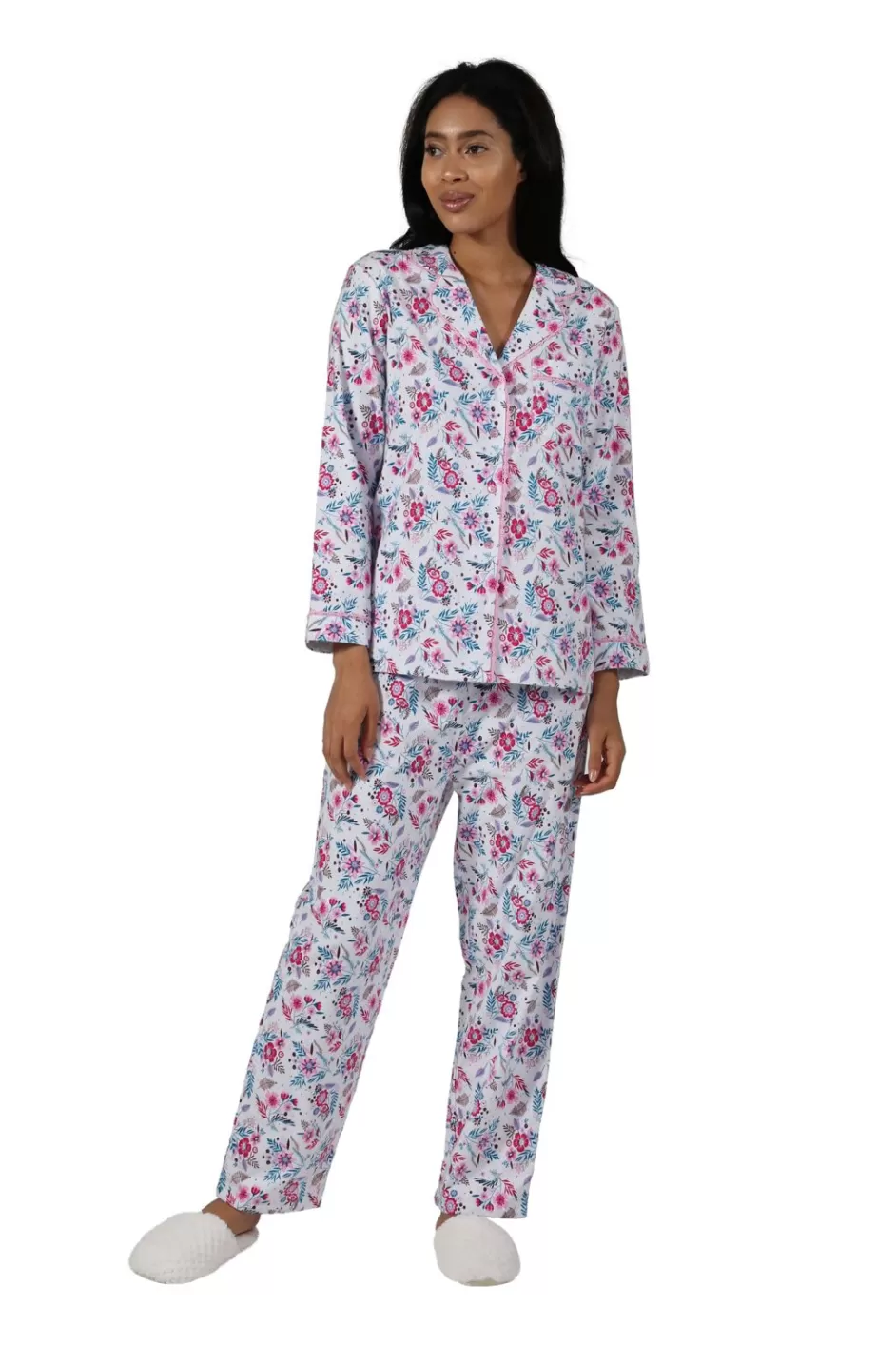 Online Vintage Floral Flannel Pajama Set Pajamas