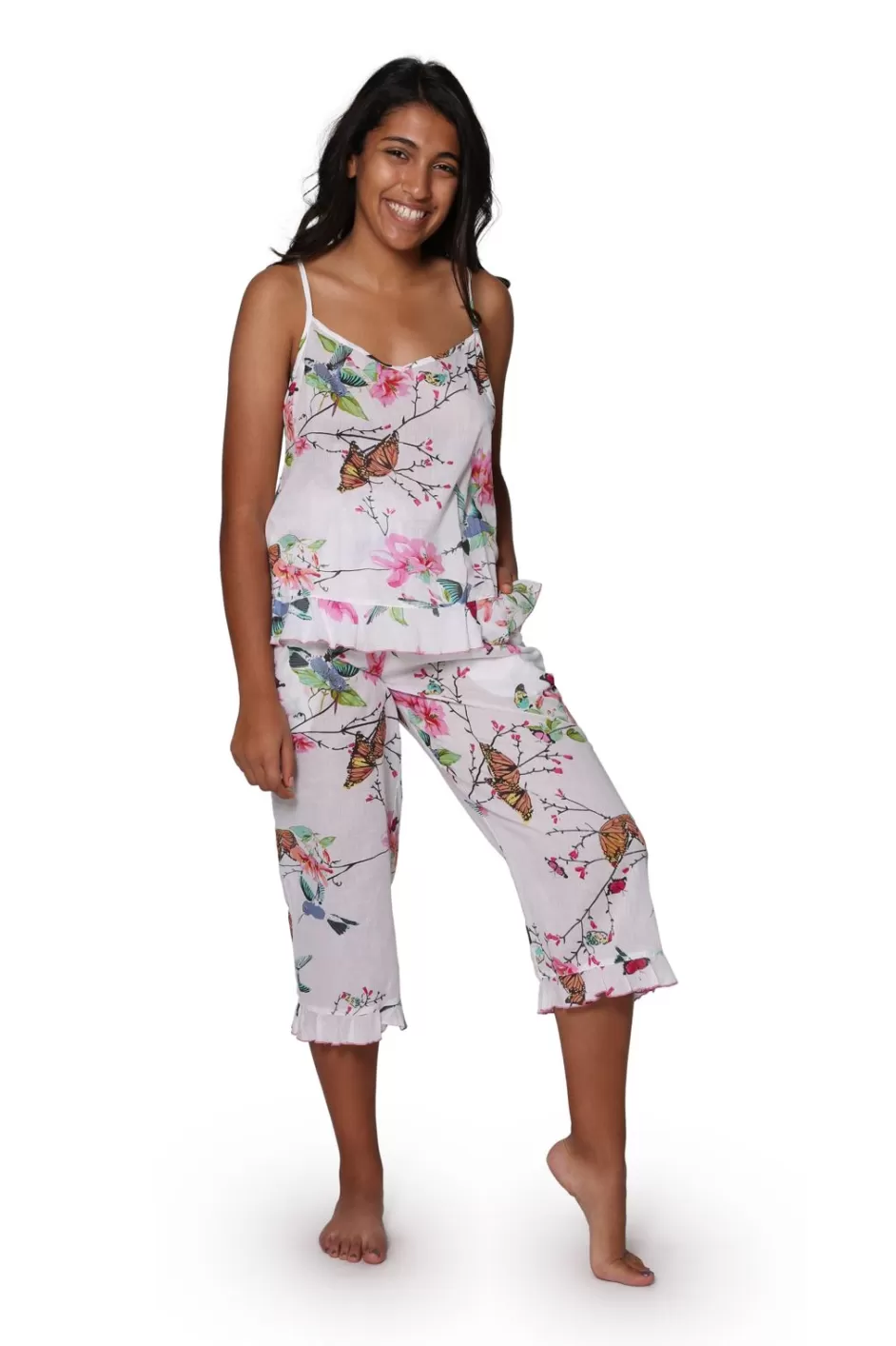 Best Sale White Floral Cotton Pajamas Pajamas